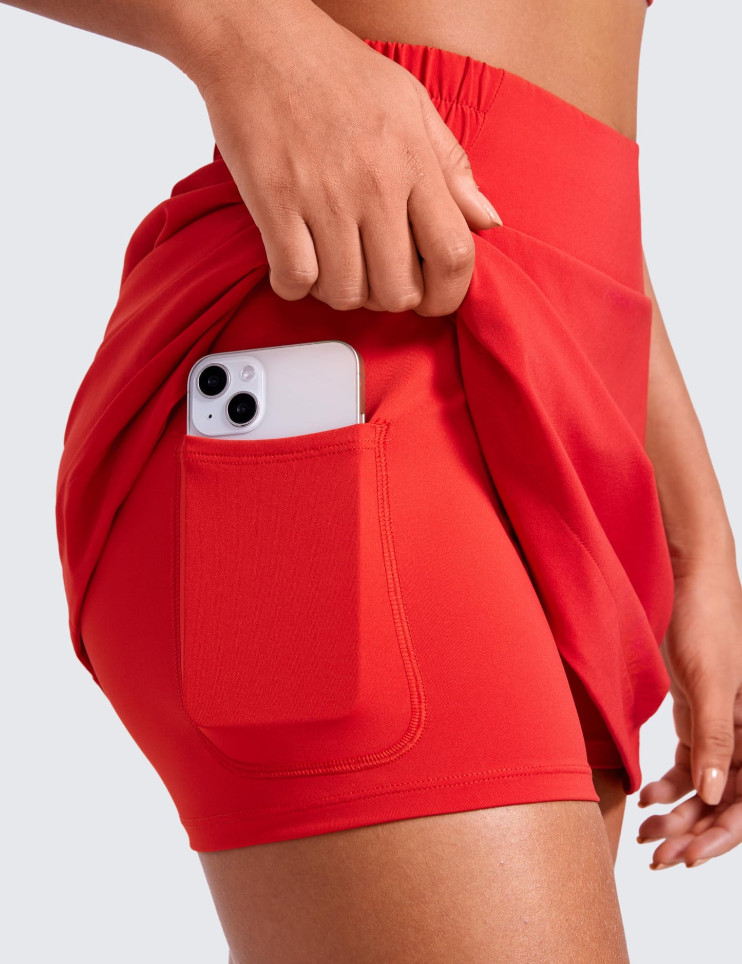 CRZ YOGA High Waisted Golf Skirts for Women A Line Tennis Athletic Casual Skort with Inner Shorts Pockets Deep Red Large