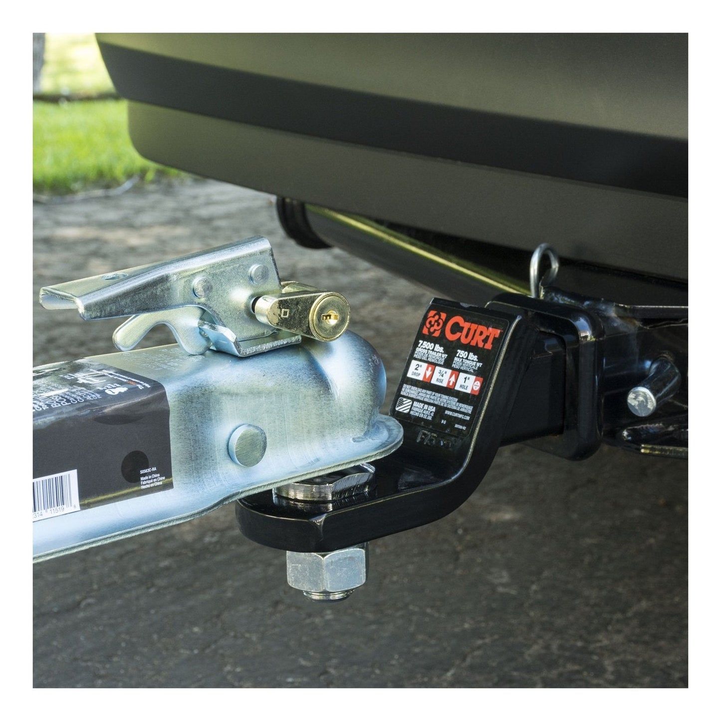 CURT 23022 Brass-Plated Steel Trailer Tongue Coupler Lock, 1/4-Inch Pin Diameter, Up to 3/4-Inch Span