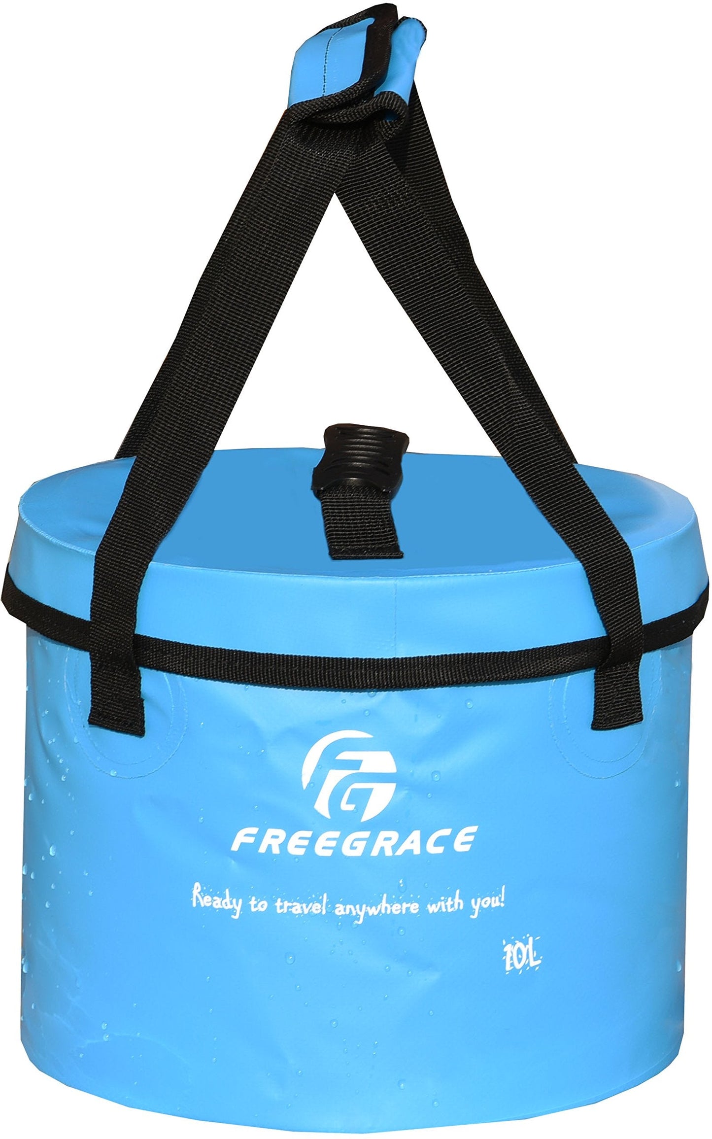 Freegrace Premium Collapsible Bucket - Multifunctional Folding Bucket - Perfect Gear for Camping, Hiking & Travel (Blue, 10L(Upgraded))