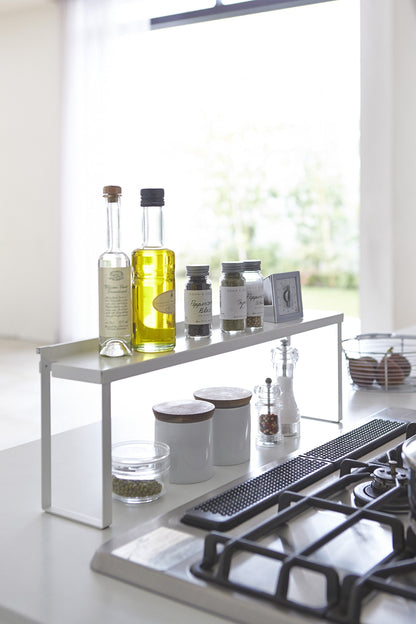 Yamazaki 3487 Stove Deep Gap Rack, White, Approx. W 22.8 x D 4.3 x H 7.7 inches (58 x 11 x 19.5 cm), Plate, Kitchen Rack, Back of Stove, Cover