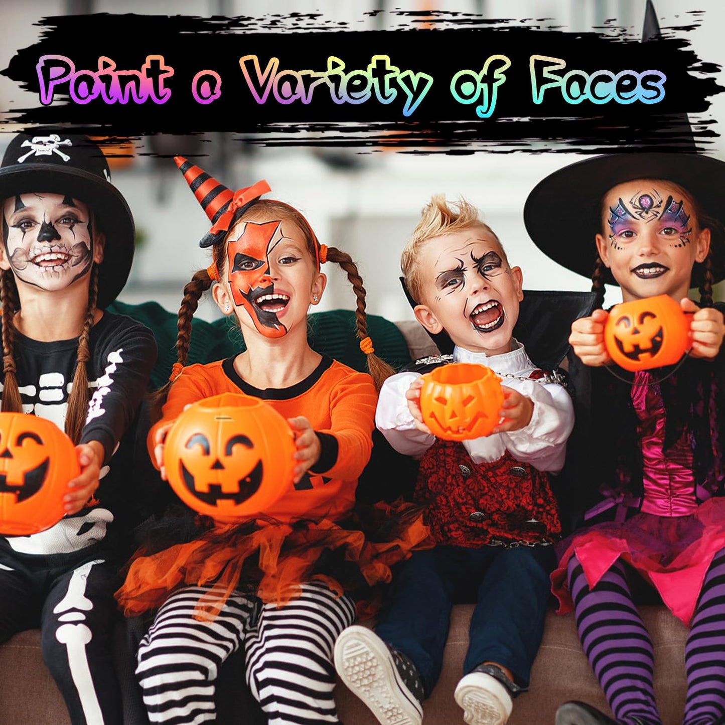 Fenmay Face Painting Kit for Kids, 24 Colors Washable Face Paint, Safe for Sensitive Skin, Non-Toxic Professional Face Painting Kit, Halloween Birthdays Makeup Set with Stencils, Guide Book