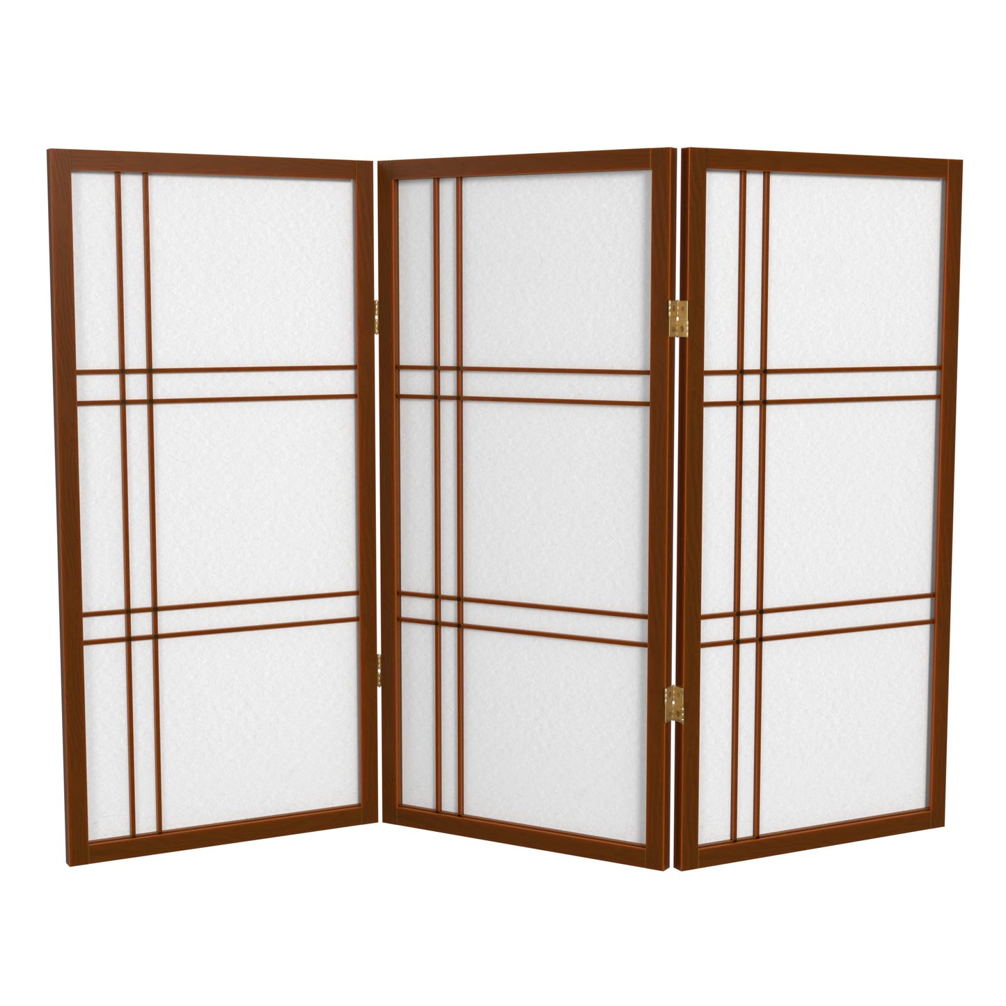 3 ft. Short Double Cross Shoji Screen - Walnut - 3 Panels