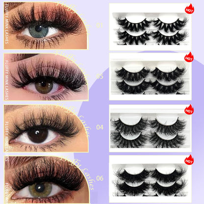 IFSOWDRA Mink Lashes Strip D Curl Volume 20/25mm Long Dramatic Lashes 3D Mink Cat Eye Eyelashes Pack, Wispy False Eyelashes Natural Look (4 Styles)
