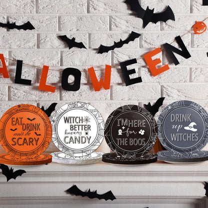 Halloween Party Paper Plates Supplies 7" Disposable Witch Party Dessert Plates Tableware Set Decorations for Birthday Funny Halloween Spooky Party Get-Together