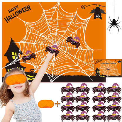 Funnlot Halloween Games for Kids Party Pin The Spider on The Web Halloween Party Games Activities Pin The Tail