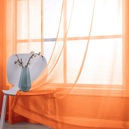 Halloween Curtains for Living Room,Bright Pumpkin Orange Color Sheer Fall Curtains for Bedroom Dining Room 84 Inches Long 2 Panels Set