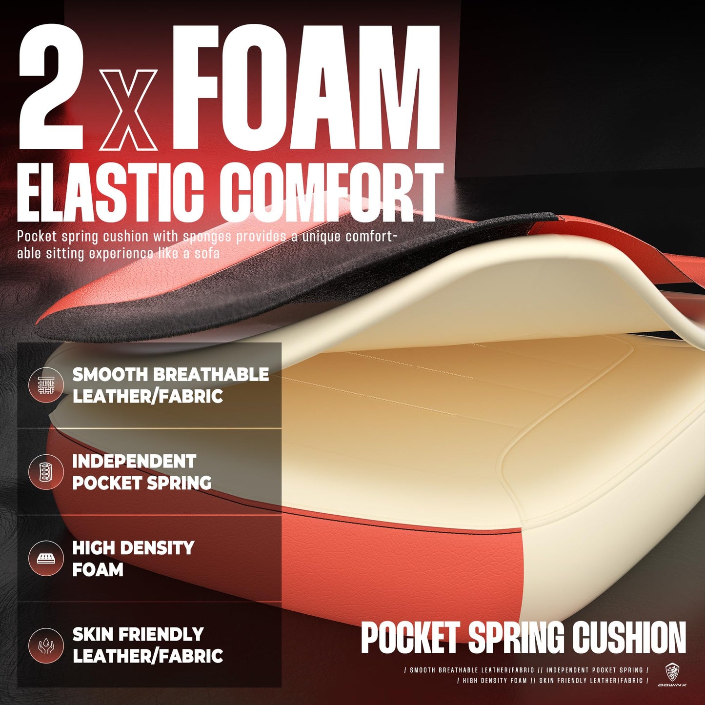 Dowinx Gaming Chair with Footrest, Gaming Chair for Heavy People, Gamer Chair for Adult with Massage, Computer Game Chair with PU, PC Game Chair for 200lbs (Red)