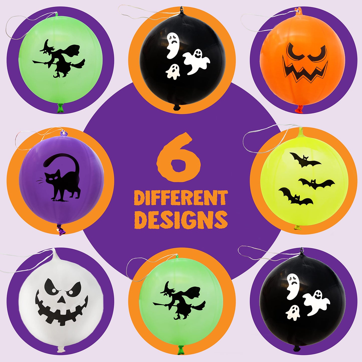 JOYIN 36 Pieces Halloween Punch Balloons for Kids Game Birthday Party Favor Supplies Decorations, Trick or Treat Toys, School Classroom Game Goodie Bags Stuffers