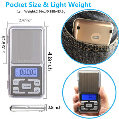 Food Travel Scale Portable Pocket Scale Gram Capacity 500g Degital Kitchen Small Miniature Scale Lab Measuring Scale High Precision