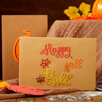 Lasnten Fall Pumpkin Metal Cutting Dies for Card Making Thanksgiving Metal Cutting Dies Happy Fall Yall Hello Words Die Cuts DIY Scrapbooking for Autumn Thanksgiving Stamps Photo Album Card Crafts