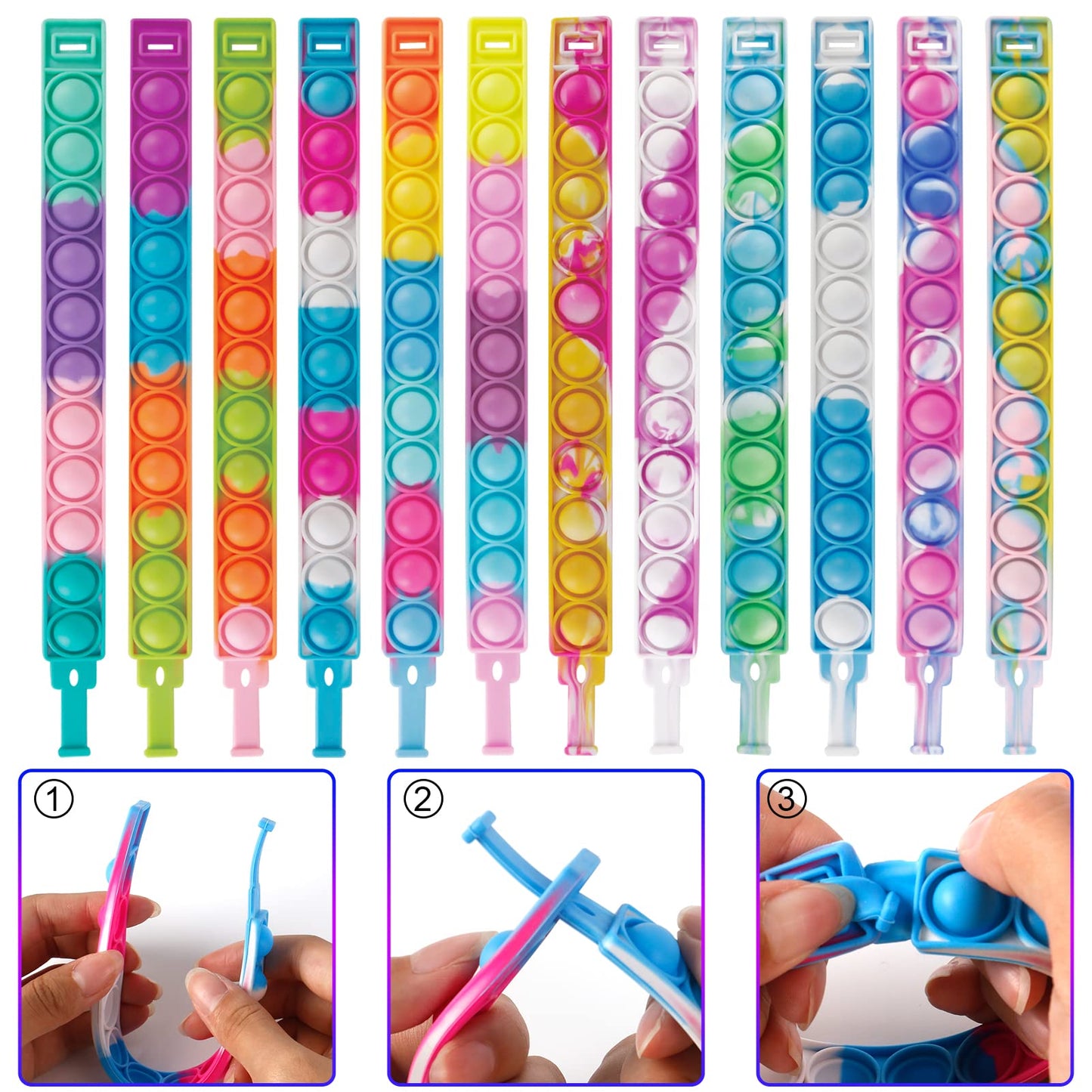 Pop Bracelets Fidget Toys Bulk Its 24 Pack Christmas Stocking Stuffers for Kids Party Favors Pop Fidget Bracelet It Fidget Toy Fidgets for Classroom Prizes Student Gifts Birthday Goodie Bag Stuffers