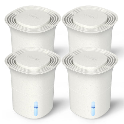 CLEVAST Refillable Moisture Absorber Bucket, 12.5 oz, 4 Pack, Refills Cups Humidity Absorbers for Closet, Reusable Dehumidifier Box Removes Moisture, Damp and Humidity for Wardrobes, Bathrooms