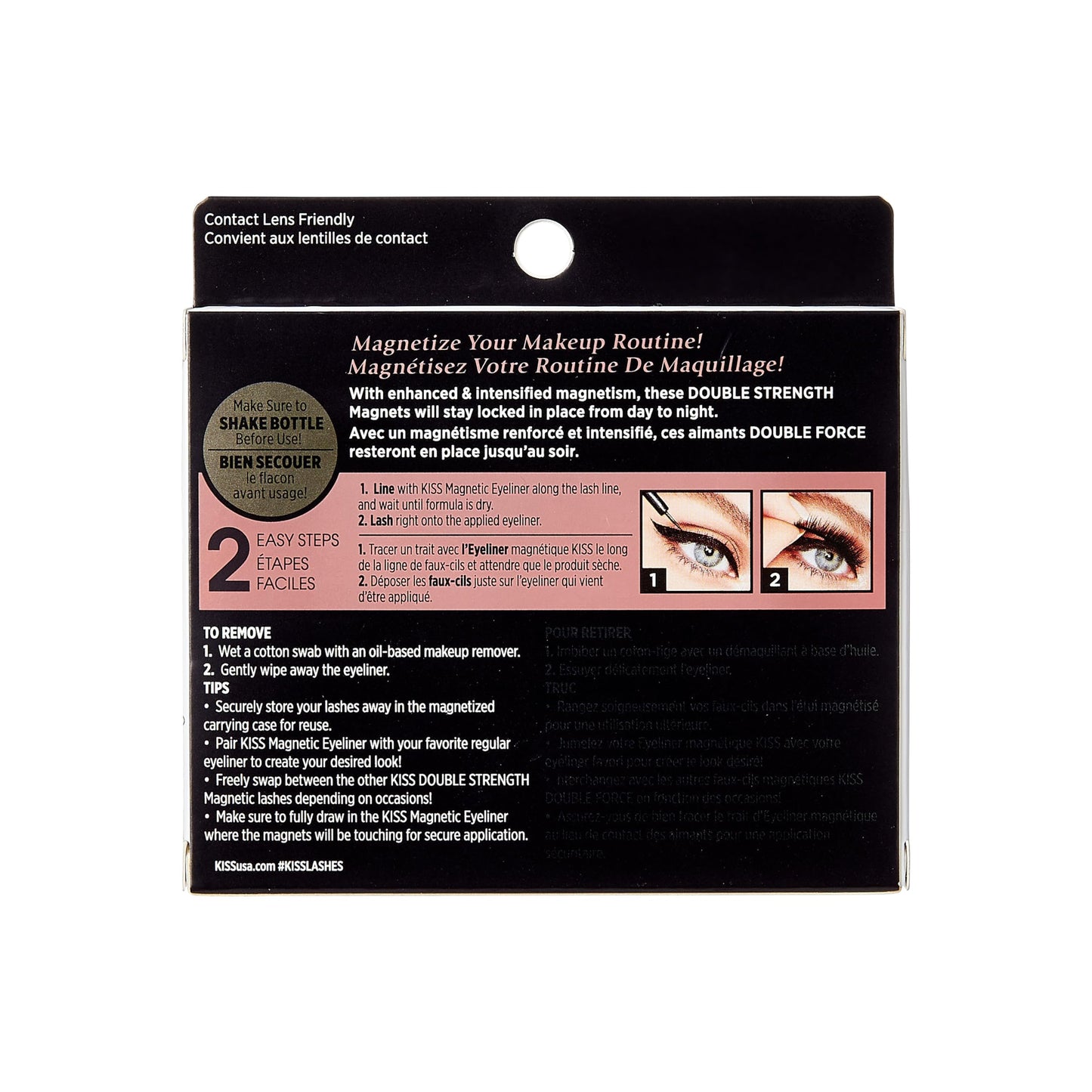 KISS Magnetic Lashes, Tempt, 1 Pair Synthetic False Eyelashes With 5 Double Strength Magnets, Wind Resistant, Dermatologist Tested Fake Lashes Last Up To 16 Hours, Reusable Up To 15 Times Black