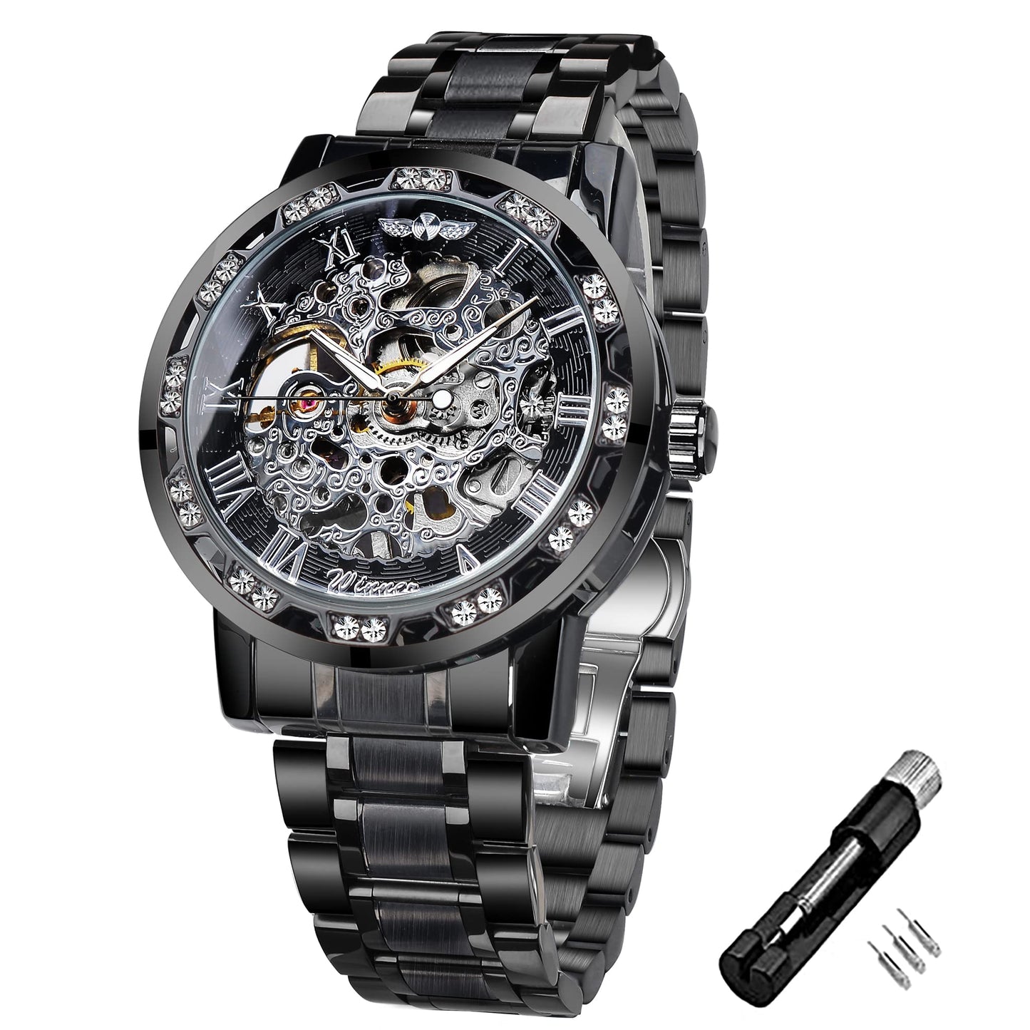 FORSINING Retro Steampunk Skeleton Automatic Diamond Royal Carving Men's Watches Elegant Mechanical Wrist Watch Neutral Clock
