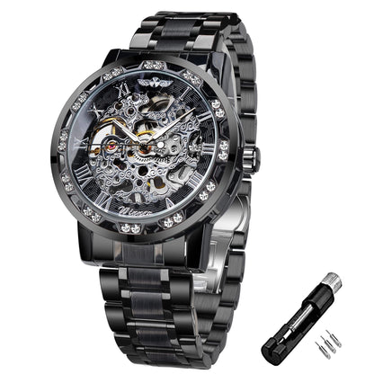 FORSINING Retro Steampunk Skeleton Automatic Diamond Royal Carving Men's Watches Elegant Mechanical Wrist Watch Neutral Clock