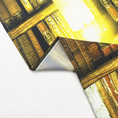 LB Witch Shower Curtain Magic Book Shelf Flying Broom Shower Curtains for Bathroom Magical Wood Cabin Halloween Bathroom Curtain,72x72 Inches Waterproof Fabric Shower Curtain Set with Hooks