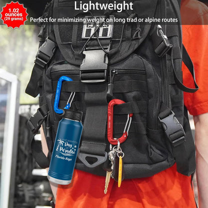 Gabbro Carabiner Clips Heavy Duty 12kN (2697 lbs), | 3.2 Inch, Aluminum, Wiregate Snap, Lightweight, 4 Pack | for Hammock, Hiking, Camping, Water Bottle, Dog Leash Harness, Keychains Black