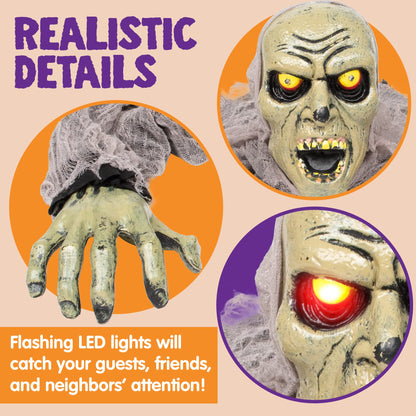 JOYIN Zombie Halloween Decoration Outdoor Groundbreaker with Sound and Flashing Eyes, Scary Halloween Graveyard Decor for Yard Garden, Outside Lawn Haunted House Prop