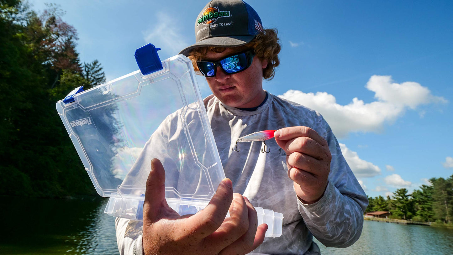 Flambeau Outdoors 5003 Fishing Tackle Box - Includes 15 Dividers, 25 Compartments, Clear Tackle Box Fishing Lure Organizer, Tuff Tainer Tackle Box with Zerust Anti-Rust Dividers