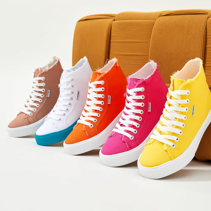 hash bubbie Women's Canvas High top Sneakers Classic Fashion High Tops Canvas Shoes Casual Tennis Shoes for Women（Orange.US7.5）