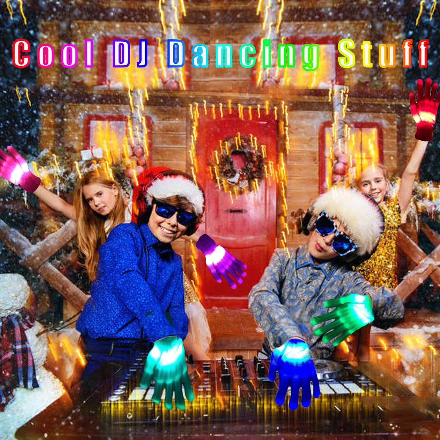 COTRUERE 12 Color Led Light up Gloves Cool Finger Flashing Toys Gifts for Halloween Christmas Easter Birthday Parties（only 1 pair）