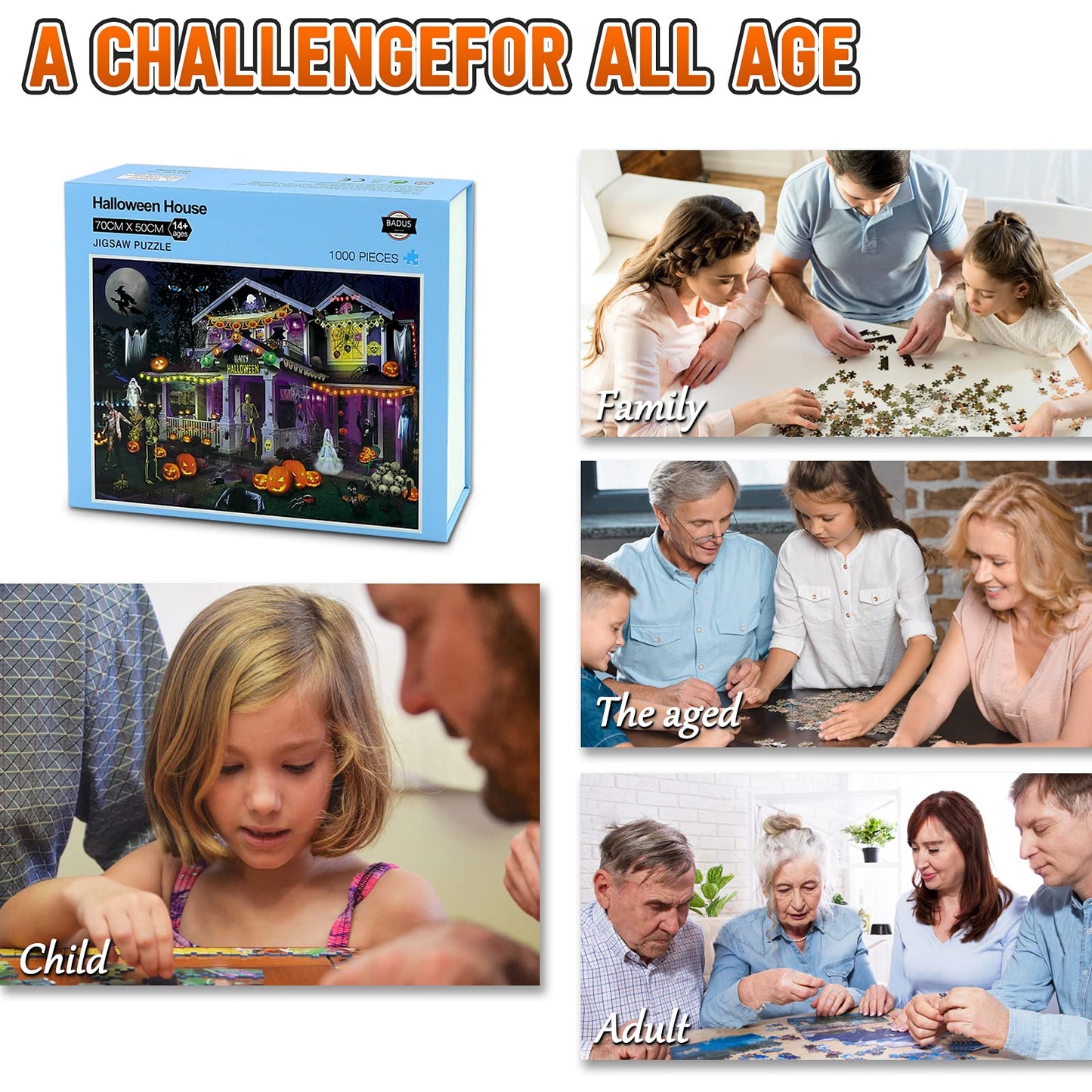 Halloween Puzzles 1000 Pieces for Adults - 27.5" x 20" (Halloween Haunted House)