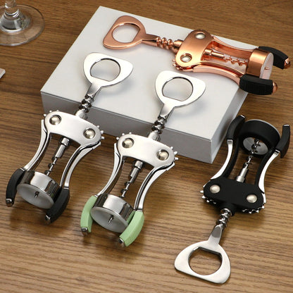 KORCCI Wine Opener, Heavy-Duty Zinc Alloy Wing Corkscrew, Premium Beer Bottle Opener, Multifunctional Wine Accessories with Ergonomic Handle and Sharp Screw, for Kitchen, Bar, Restaurant, Bartenders