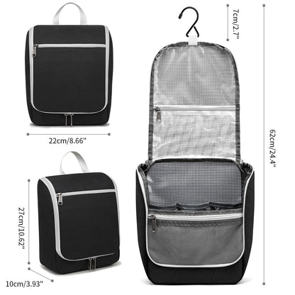 Della Gao Black Water Repellent Polyester Hanging Toiletry Bag for Travel