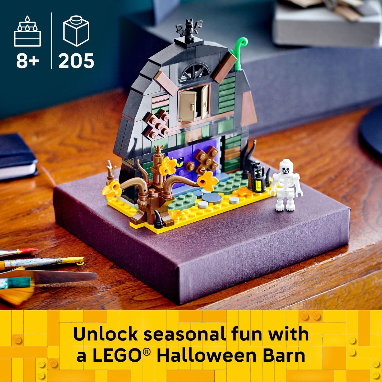 LEGO Halloween Barn Building Toy for Kids - Room Decor & Pretend Play Set for Boys & Girls, Ages 9+ - Gift for Halloween or Birthdays - Includes Scary Skeleton Minifigure - 40721