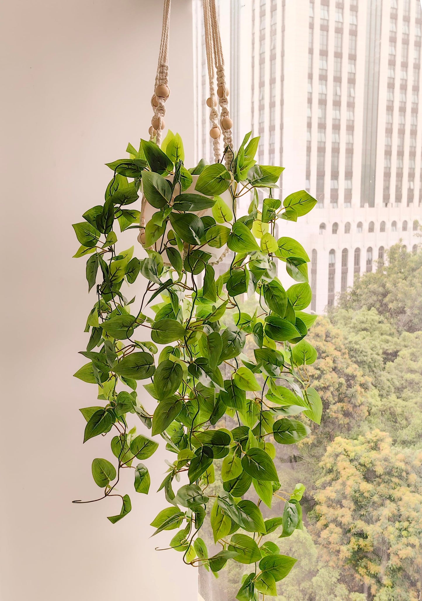 Fake Hanging Plants with Lights Artificial Plants for Home Decor Macrame Plant Hanger with Fake Vines Faux Hanging Planter for Wall Ceiling Bedroom Bathroom Kitchen Office Boho Decor Indoor