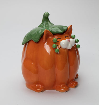 Cosmos Gifts Fine Ceramic Whisker Pumpkin Cat Candy Treat Bowl, 7-1/4" H