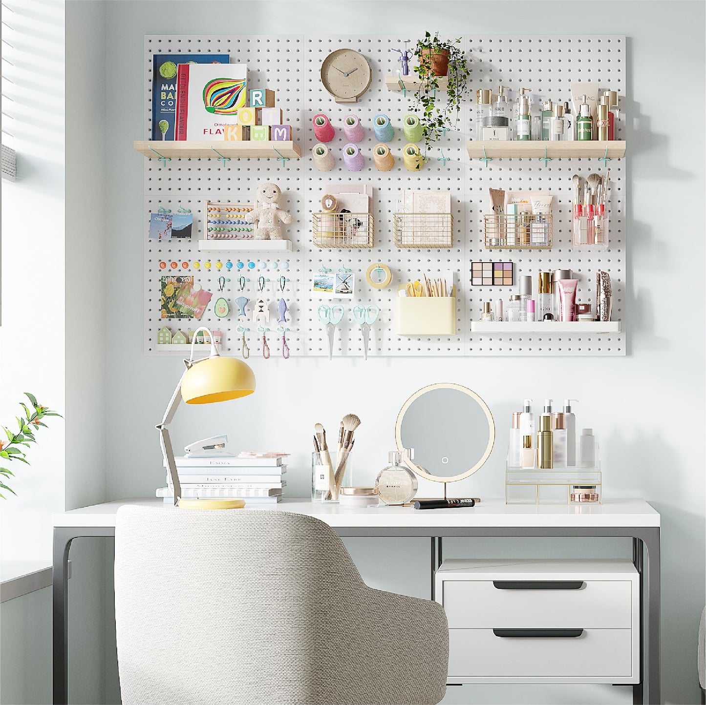 HUHOLE Pegboard Hooks 6 Inch 50PC, Blue Peg Board Hooks, Fit 1/4" or 1/8" Pegboard, Ideal Peg Board Organizer Accessories for Garage Tool Organization, Wall Storage (Blue, 6 Inch)