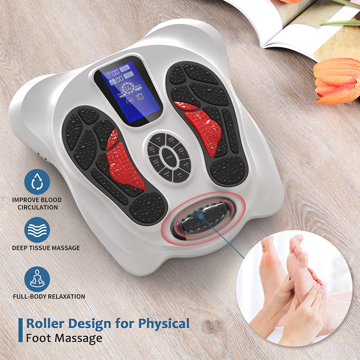 Creliver EMS & TENS Foot Nerve Muscle Massager, Electric Foot Stimulator Improves Circulation, Feet Legs Circulation Machine Relieves Body Pains, Neuropathy (FSA or HSA Eligible)
