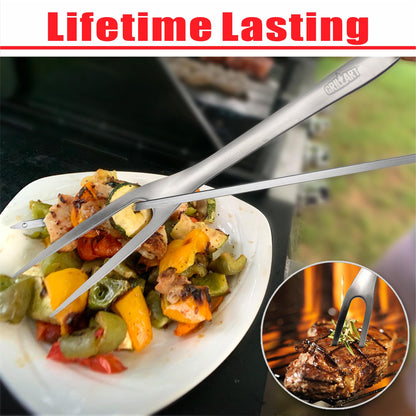 GRILLART BBQ Tools Grill Tools Set -18Inch Grilling Tools BBQ Set - Grill Accessories w/BBQ Tongs, Spatula, Fork, Brush- Stainless Grill Kit Grilling Set - Gift Ideas BBQ Accessories Gifts for Men Dad