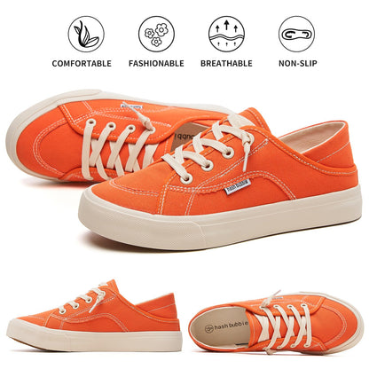 hash bubbie Women's Slip on Shoes Canvas Shoes Non Slip Fashion Canvas Sneakers for Women Low Top Loafers(Orange.US7)