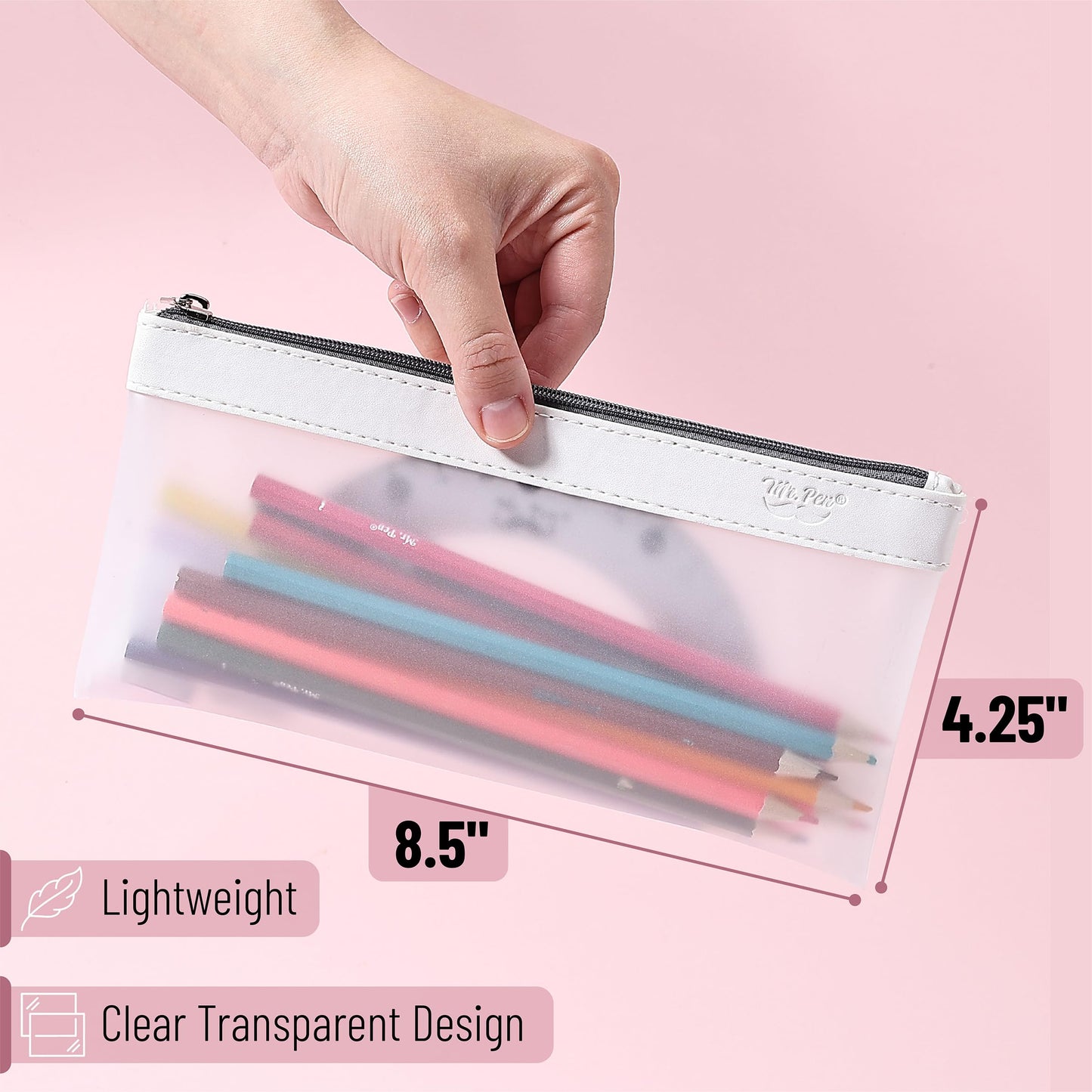 Mr. Pen- Clear Pencil Pouch, 3 Pack, Case for Kids, Makeup Bag, Transparent Storage Organizer