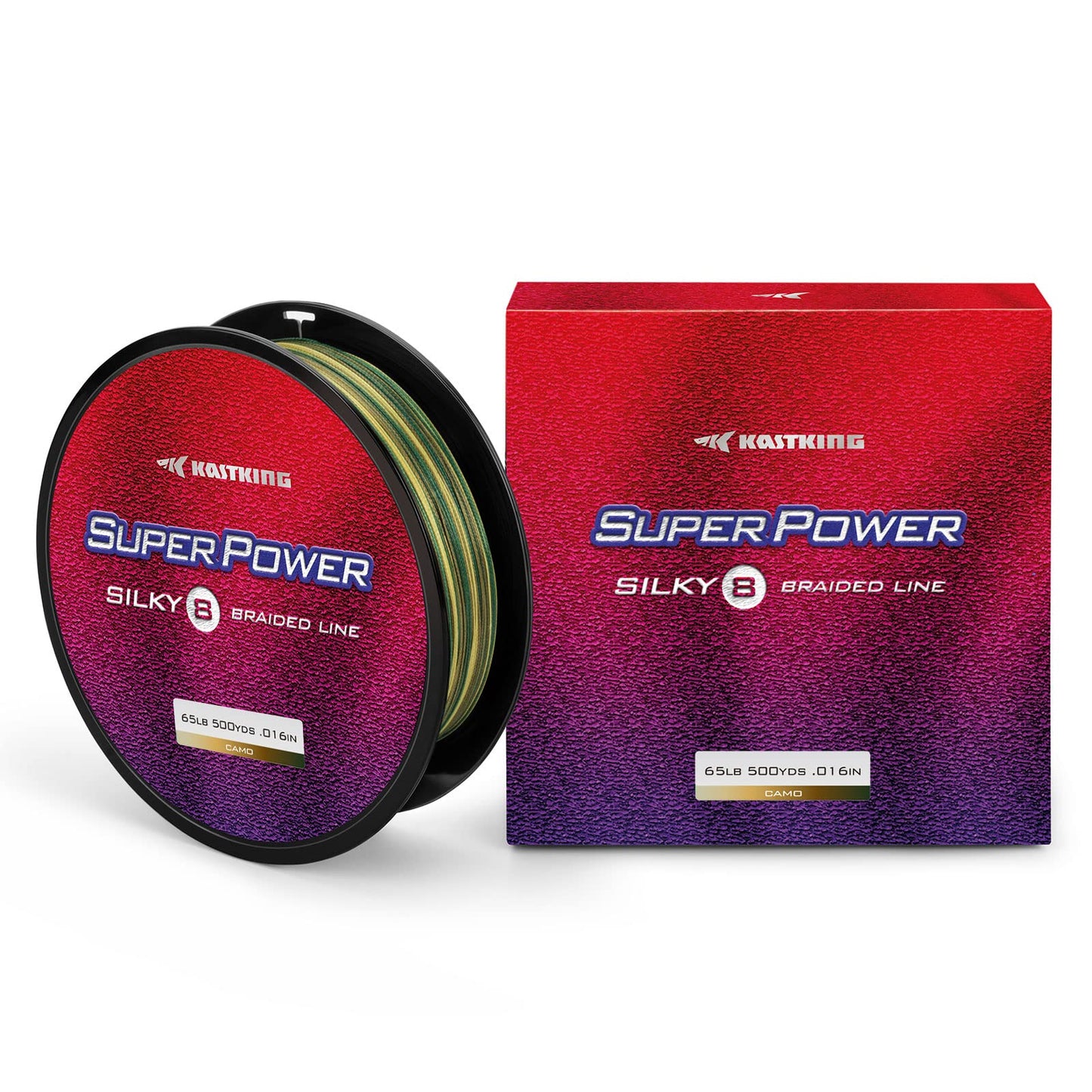 KastKing Superpower Silky8 Braided Fishing Line, Camo, 8 Strand, 6LB, 150Yds