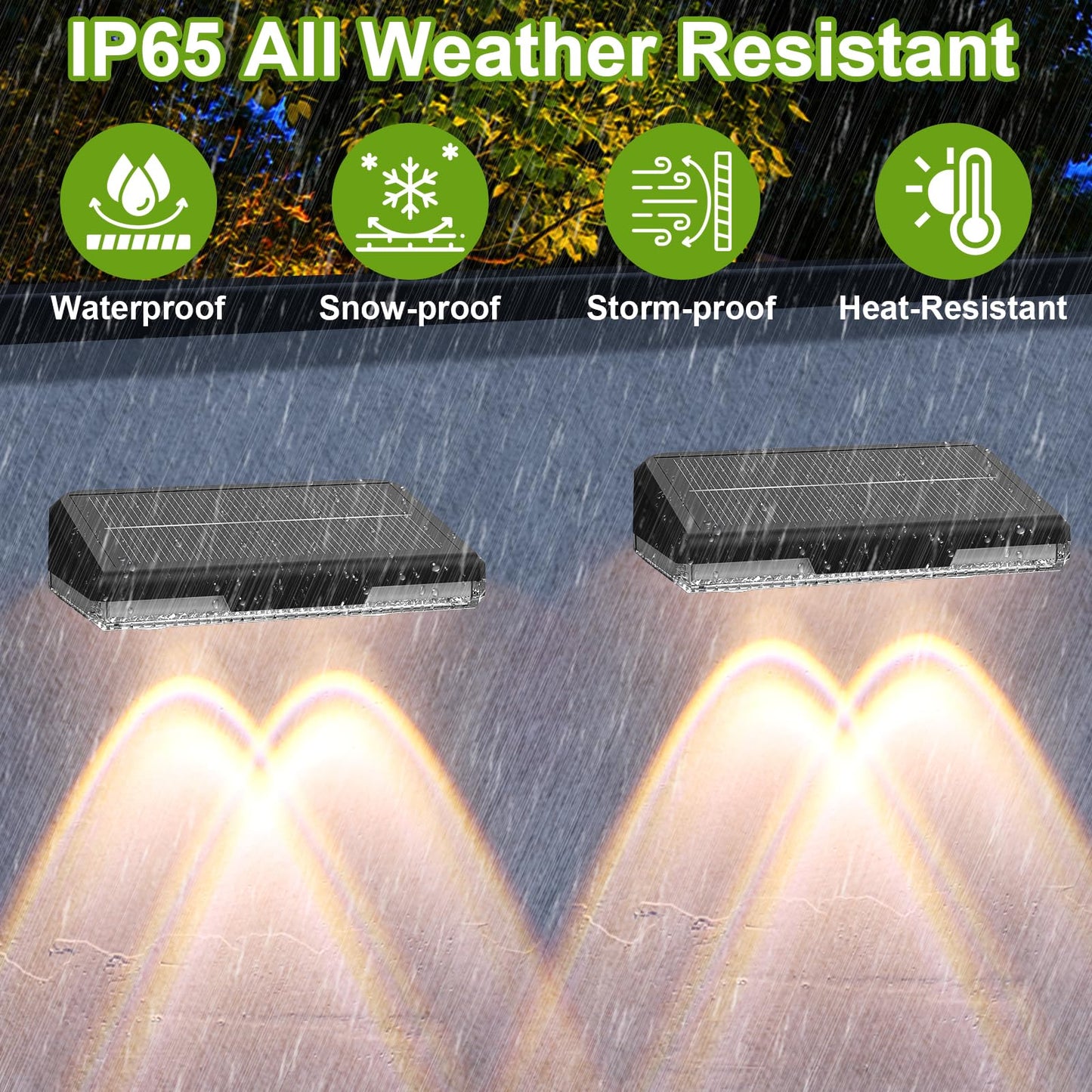 JeTuvlie Solar Fence Lights Outdoor, 8 Pack LED Fence Lights, 3000/4000/6000K 3 Mode, IP65 Waterproof,Solar Wall Lights for Outside, Backyard/Step/Deck Fence/Stair Railing/Patio