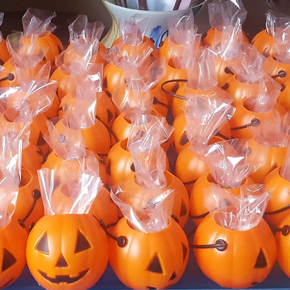 4E's Novelty 24 Pack Mini Pumpkin Trick or Treat Buckets Bulk Halloween Candy Holders Container for Kids, Halloween Goodie Bags Fillers Party Favor Toys