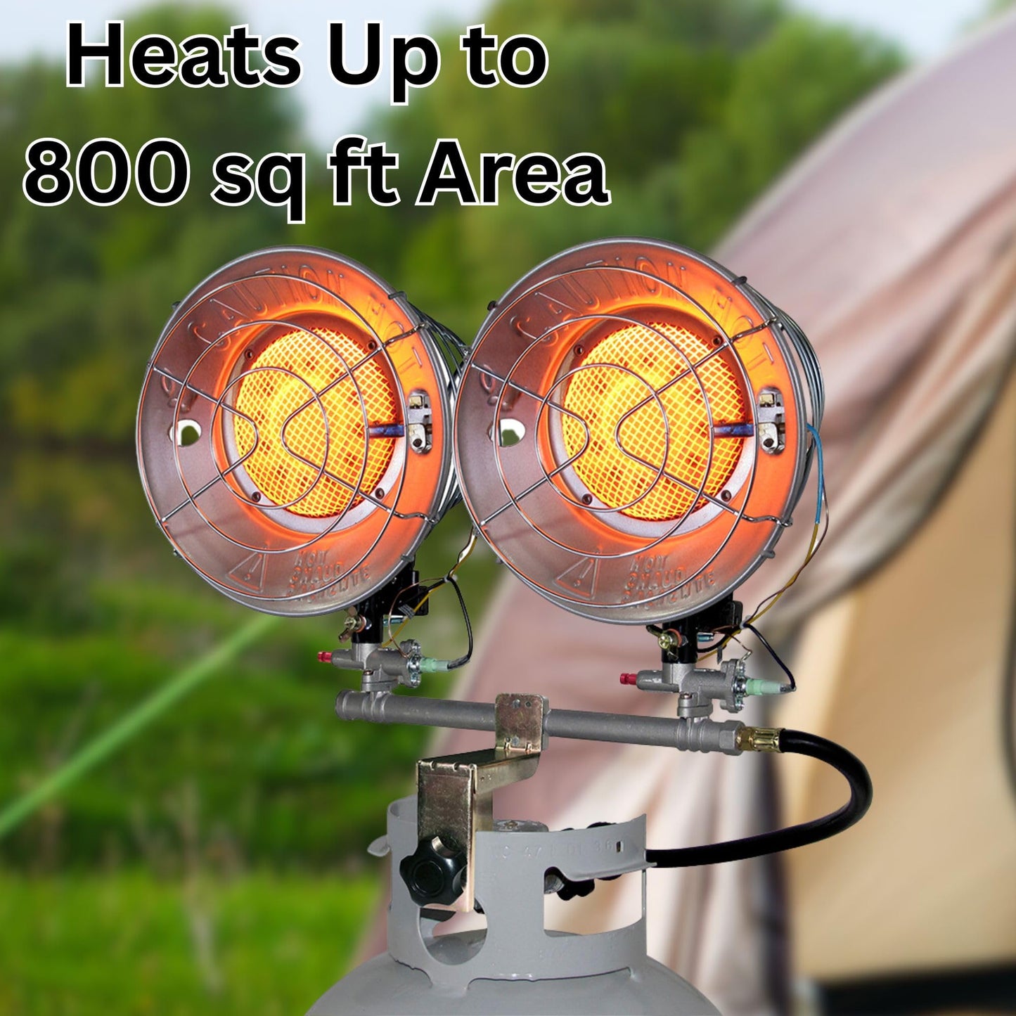 Comfort Gear Double Tank Top Portable Propane Radiant Heater, 30,000 BTUs, Instant Infrared Heat, for Jobsite/Garage/Workspace, Up to 48 Hrs on 20 lb Tank, Outdoor Use Only