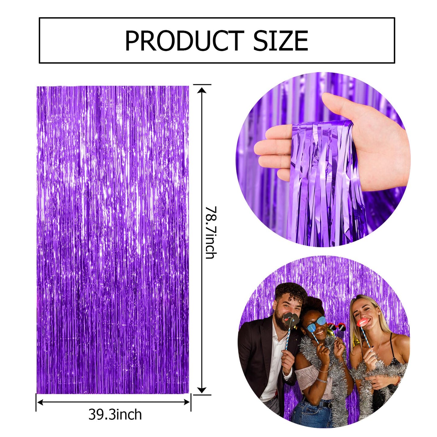 2 Pack Purple Backdrop Tinsel Streamers Foil Fringe Backdrop Halloween Party Decorations Purple Backdrop Curtain Birthday Graduation Bachelorette Christmas New Year Party Decorations