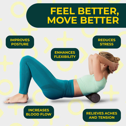 Deep Recovery Hard Foam Roller – Travel Size Back Roller for Back, Legs, and Shoulders – Deep Tissue Massage for Myofascial Release, Exercise & Yoga