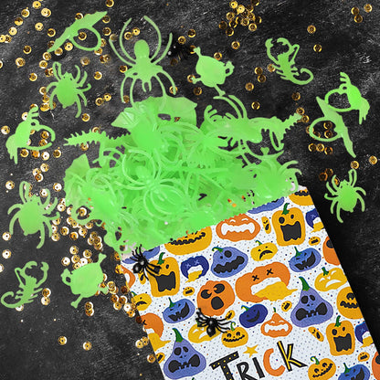 kockuu 56pcs Spider Rings Glow in The Dark Plastic Bugs Insects Ring Toys for Kids Toddlers Halloween Party Favors Trick or Treat Rings April Fool's Day Prank Gifts