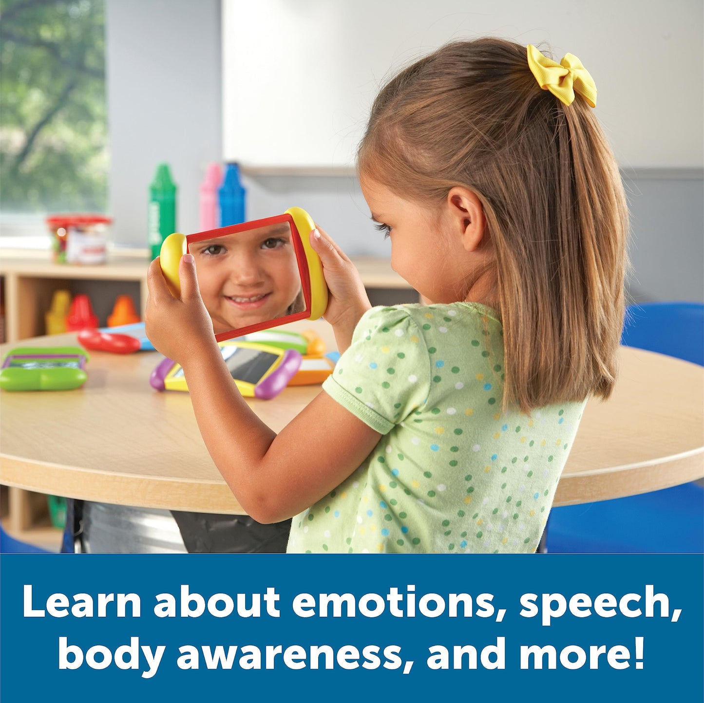 Learning Resources All About Me 2 in 1 Mirrors - 6 Pieces, Ages 18+ Months, Toddler Social Emotional Learning Toys, Mirror for Kids