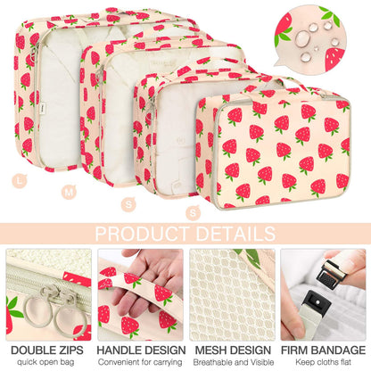 KPX 8 Set Packing Cubes for Travel, Luggage Packing Organizers Accessories Large Toiletries Bag for Clothes Shoes Cosmetics (Strawberry)