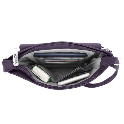 Travelon Anti-theft Classic Mini Shoulder Bag Sling Tote, Purple