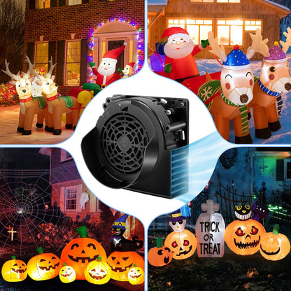 DRHLWZN Air Blower for Inflatables, 12V 1A Replacement Inflatable Fan, Mini Blow up Fan with 3-LED Light String for Halloween Christmas Outdoor Yard Inflatable Decorations