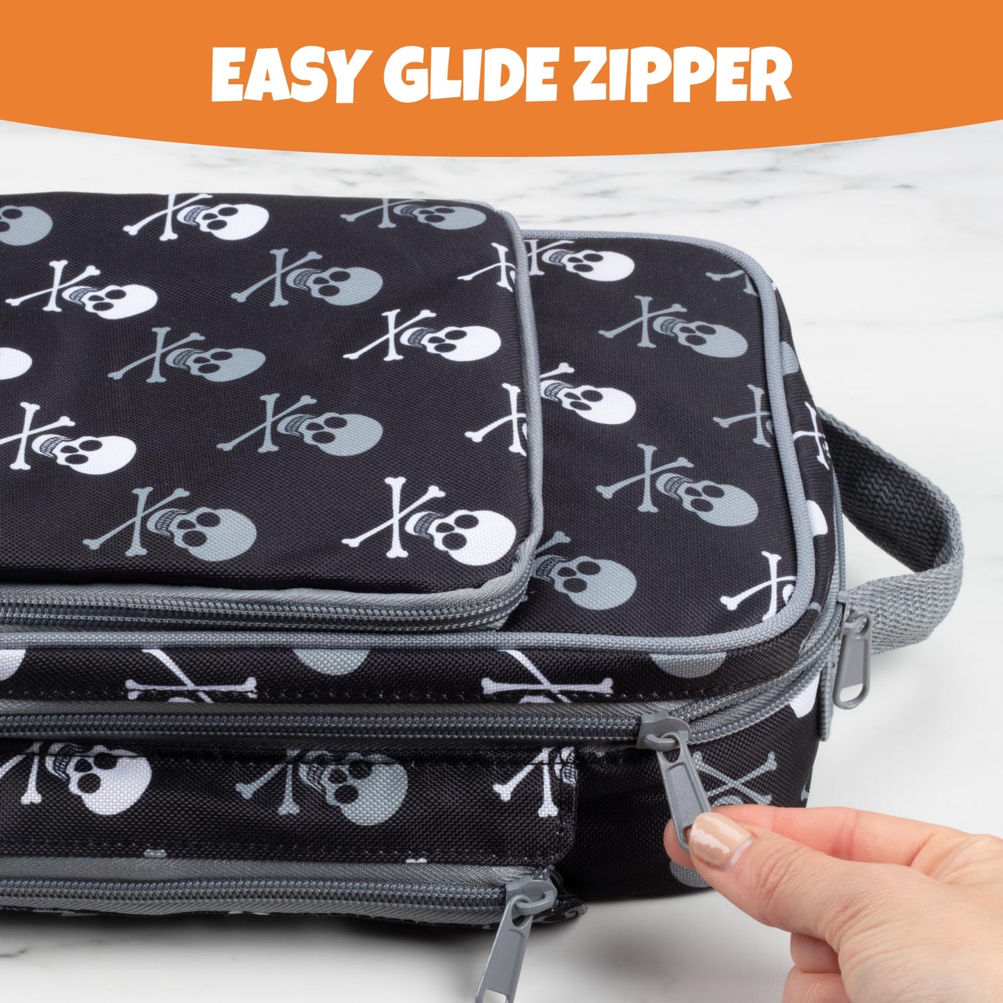 Kids Insulated Lunch Box w Snack Pocket & Water Bottle Holder (Pirate) -Boys or Girls Back to School Lunchbox Tote Keeps Food Hotter or Colder Longer- Reusable Bag Fits Bento, Ice Packs, Containers