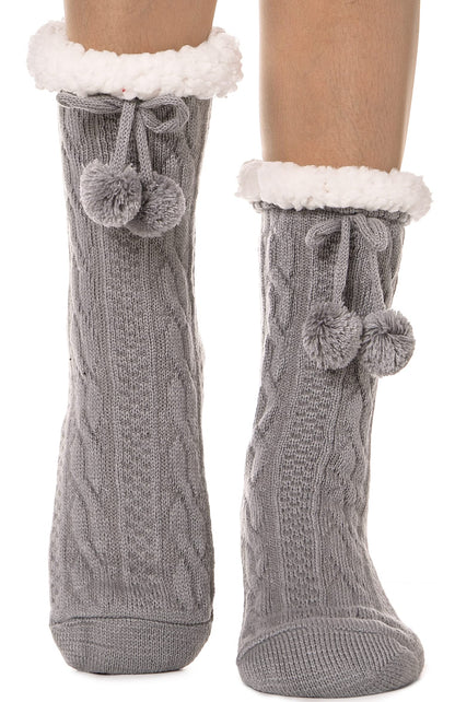 Fuzzy Socks for Women Slipper Fluffy Cozy Cabin Winter Warm Soft Fleece Comfy Thick Christmas Socks Grips Non Slip Stocking Stuffers for Women Teen Girls Wife Christmas Birthday Gifts(Ball Grey)