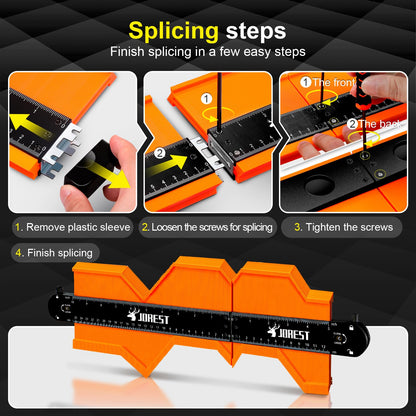 JOREST Connectable Contour Gauge (10+5 Inch), Gifts Ideas for Men Dad Handyman Husband Him, Shape Profile Duplicator with Lock, Outline Angle Measuring Tool, Template tool, Tile Flooring, Scribe Edge